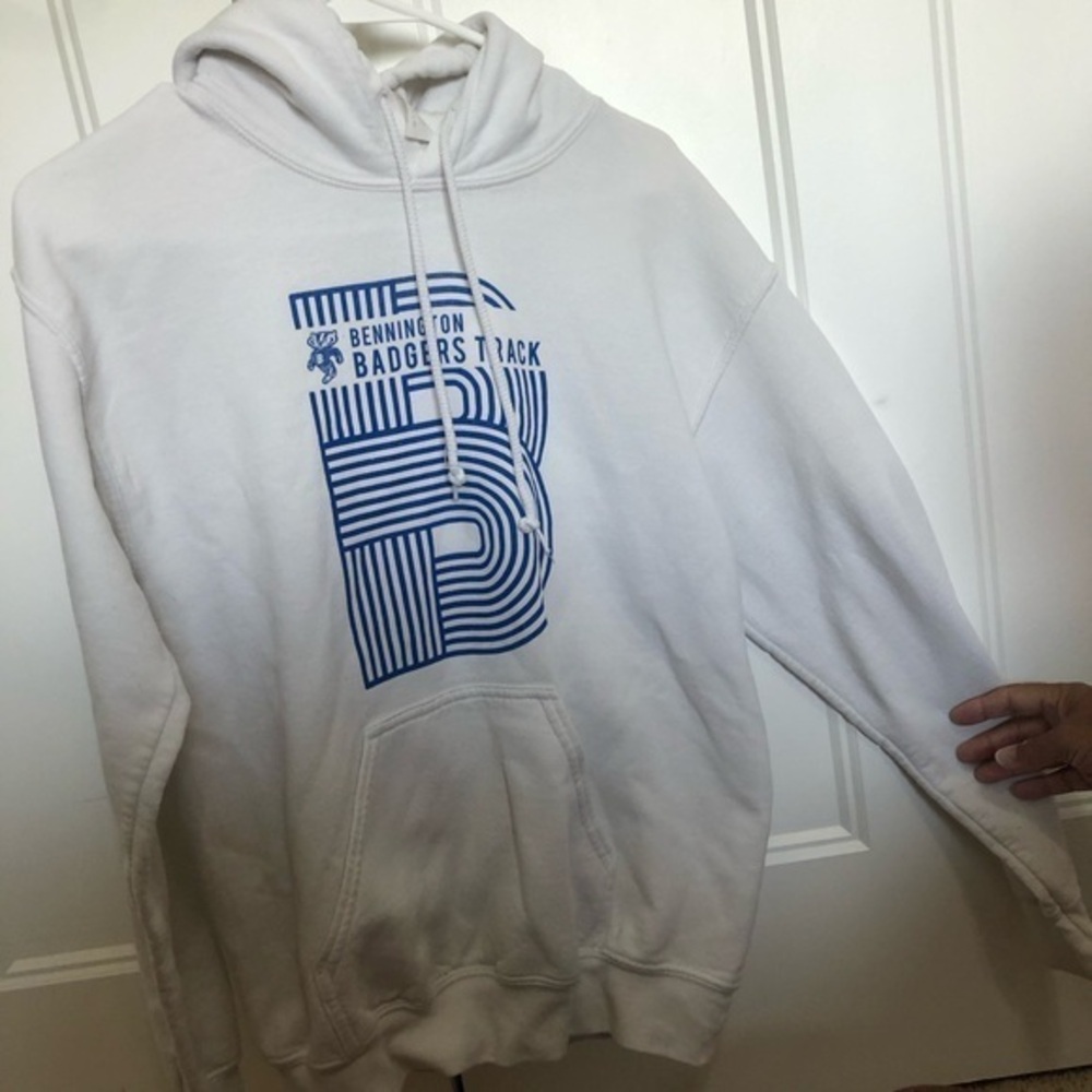 White bennington badgers Track and field Hoodie unisex size small